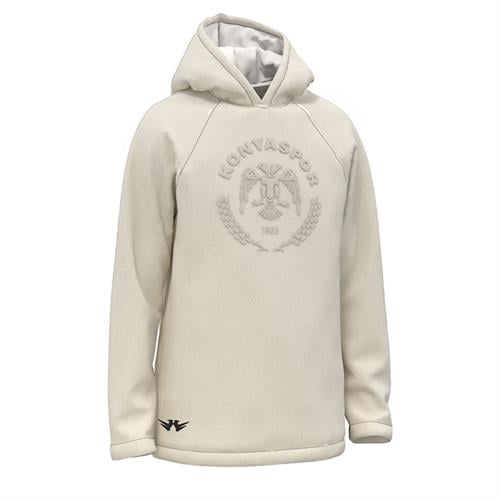 KABARTMA LOGOLU HOODIE KREM - L